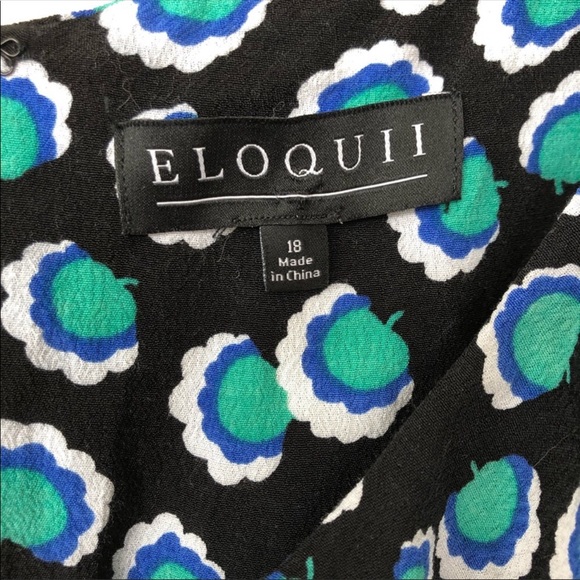 Eloquii skater fit flare ruffle strap print dress - Picture 7 of 7